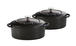 Lodge ECMCO11, Enamel Mini Oval Cocotte - Black - Set of 2
