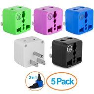 Yubi Power 2 in 1 Universal Travel Adapter with 2 Universal Outlets - Built in Surge Protector - 3 Pack - Black... N5