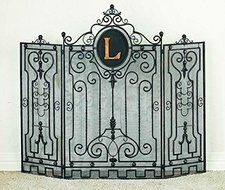 Tuscan Wrought Iron Gate Design Monogrammed Fire Place Screen