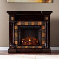 Kentshire Convertible Electric Fireplace Espresso with Faux Slate, Brown N3