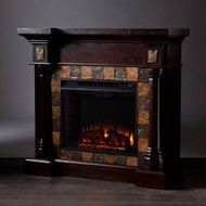 Kentshire Convertible Electric Fireplace Espresso with Faux Slate, Brown N4
