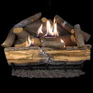 Cedar Ridge Hearth Recon 24-in 32,000-BTU Dual-Burner Vent-Free Gas Fireplace Logs with Thermostat