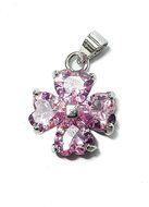 Silver Plated Jerusalem Cross Pink Sapphire Gem Pendant Holy Land 0.5"