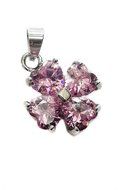 Silver Plated Jerusalem Cross Pink Sapphire Gem Pendant Holy Land 0.5" N2