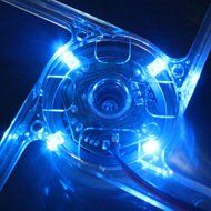 AMA(TM) Blue Quad 4-LED Light Neon Clear PC Computer Case Cooling Fan Pad Tray Chilling Stand (Blue 2) N20
