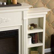 Dorothy Ivory Electric Fireplace w/ Bookcases Media Tv Stand Remote N8