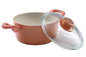 Essenso Ecotouch Lazio Enamel-Coated Dutch Oven with Nonstick Ceramic Interior, PTFE / PFOA Free, 4 Quart, Orange N6