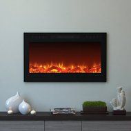 Moda Flame 35 Inch Cynergy Log Built-In Wall Mounted Electric Fireplace N2