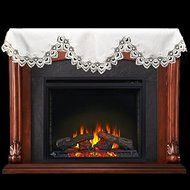 19" X 90" Wide Fireplace Mantel Scarf with White Peacock Lace on White N3