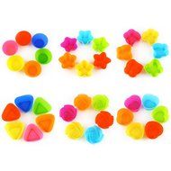 36 Pcs Reusable Silicone Baking Cups, Cupcake Liners, Muffin Cups, 6 Shapes with 6 Colors, Non-Stick, Heat Resistant... N4
