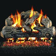 Peterson Real Fyre 24-inch Charred Northern Oak Log Set With Vented Propane Ansi Certified G46 Burner - Electronic...