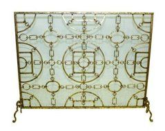 FIREPLACE SCREENS - "HUNT COUNTRY" FIREPLACE SCREEN - ITALIAN GOLD - EQUESTRIAN