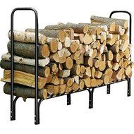 World Pride Heavy Duty Steel Firewood Log Rack Wood Storage Holder Black (8-Feet Outdoor Log Rack)