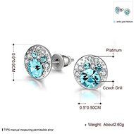 White Gold Topaz Fashion Swarovski Blue Crystal Sahhire Women Gold Filled Earrings Jewelry N2
