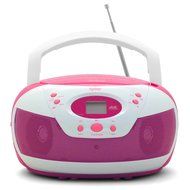 Tyler Portable Neon Pink Stereo CD Player with AM/FM Radio and Aux &amp; Headphone Jack Line-In (TAU105-NPK)