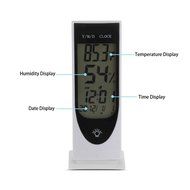 Momoday Luminous Digital LCD Hygrometer Humidity Thermometer Temperature Meter Clock(White) N3