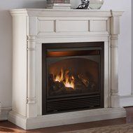 Duluth Forge Full Size Dual Fuel Vent Free Gas Fireplace - 32,000 BTU, Remote Control, Antique White Finish N2