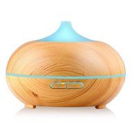 300ml Aroma Essential Oil Diffuser, Wood Grain Ultrasonic Cool Mist Humidifier for Office Home Bedroom Living... N4