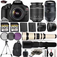 Canon EOS Rebel T5 DSLR Camera + Canon 18-55mm IS Lens + Tamron 70-300mm Di LD Macro + 650-1300mm Zoom Lens +...