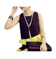 ARJOSA Women&#039;s Fashion Long String Cord Chain Metallic Like Necklace (#4 Alloy Leaves)