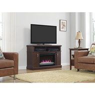 Dwell TV Stand for TVs up to 50" with 26" Electric Fireplace, Midnight Cherry