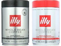 Illy Whole Bean Coffee Variety 2 Pack (Dark Roast 8.8 Oz + Medium Roast 8.8 Oz) N2