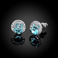 White Gold Topaz Fashion Swarovski Blue Crystal Sahhire Women Gold Filled Earrings Jewelry N3