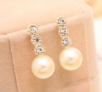 New Fashion 1 pair Women Lady Elegant pearl Rhinestone Ear Stud Earrings N2