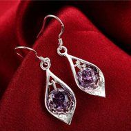 Women Fashion Jewelry 925 Silver Sterling vintage Dangle Earrings Elegant Stud C N3
