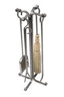 Enclume 3 Piece Country Home Fireplace Tool Set with Stand, Hammered Steel N3