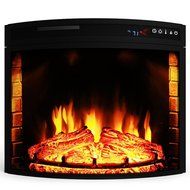 Elite Flame 28 Inch Curved Ventless Electric Space Heater Built-in Recessed Firebox Fireplace Insert N2