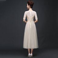 KAKA(TM)Women&#039;s Elegant Prom Dresses Short sleeve Bridesmaid Dress-L(Champagne) N18