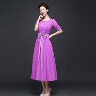 KAKA(TM)Women&#039;s Elegant Prom Dresses Short sleeve Bridesmaid Dress-L(Champagne) N22