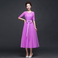 KAKA(TM)Women&#039;s Elegant Prom Dresses Short sleeve Bridesmaid Dress-L(Champagne) N23