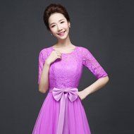 KAKA(TM)Women&#039;s Elegant Prom Dresses Short sleeve Bridesmaid Dress-L(Champagne) N24