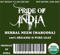 Pride Of India - Organic Neem/Margosa Herb, Half Pound Whole Leaf N5