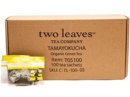 Two Leaves Tea Company Organic Tamayokucha Green Tea, 100-Count