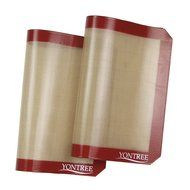 Yontree Silicone Baking Mat Cookie Sheet 2xQuarter Size Brown Base &amp; Red Edge N15