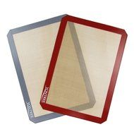 Yontree Silicone Baking Mat Cookie Sheet 2xQuarter Size Brown Base &amp; Red Edge N16