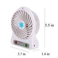 Portable Mini Table Fan with LED Light SiFree 3 Speeds Rechargeable Desktop Air Cooler (White)