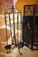 Fleur De Lis Fireplace Tool Set Iron Fire place 5 Piece Set