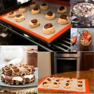 Yontree Silicone Baking Mat Cookie Sheet 2xQuarter Size Brown Base &amp; Red Edge N19
