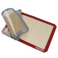 Yontree Silicone Baking Mat Cookie Sheet 2xQuarter Size Brown Base &amp; Red Edge N22