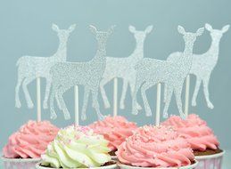 BeBeFun Cupcake Decorative Toppers Glitter Gold Toppers Deers Shape Cupcake Decorating Tools for Wedding Birthday... N5