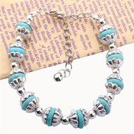 New Retro Silver Tibetan Turquoise Bracelet Bead Adjustable Bangle Chain Jewelry N4