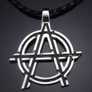 Silver Anarchy Symbol Pendant with 20" Choker Necklace PP#216