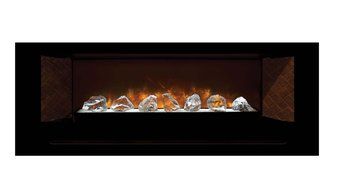 Modern Flames Home Fire Series Electric Fireplace with Glass Set and Red Herringbone Side Panels, 60-Inch N5