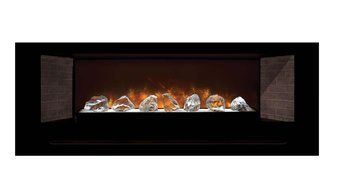 Modern Flames Home Fire Series Electric Fireplace with Glass Set and Red Herringbone Side Panels, 60-Inch N7