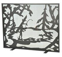 Meyda Tiffany 111046 Fly Fishing Creek Fireplace Screen, 44&quot; W x 33&quot; H