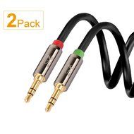 Super HD 3.5mm Aux Stereo Audio Cable Angled Male Type 24K Gold Plated Step Down Design Metal Connectors with...